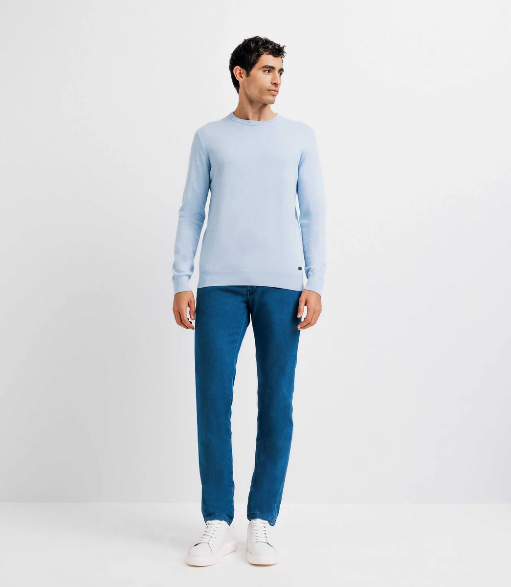 Pull col rond double fil ciel