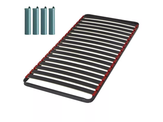 Sommier à lattes + pieds 90x190 C39 - 18 lattes bois - Fabrication française