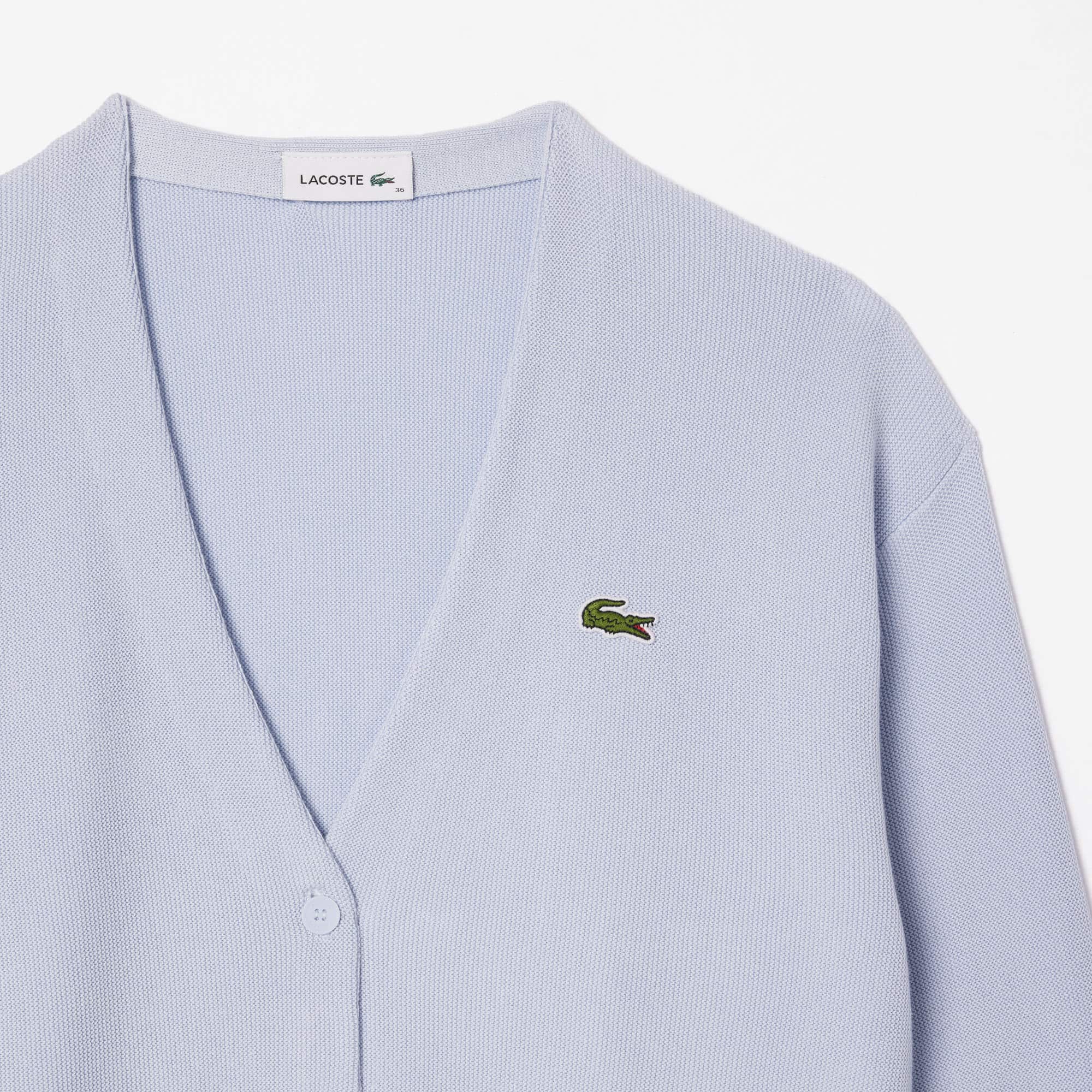 Cardigan col V femme Lacoste en coton biologique Pullovers - Bleu - Lacoste - Femme
