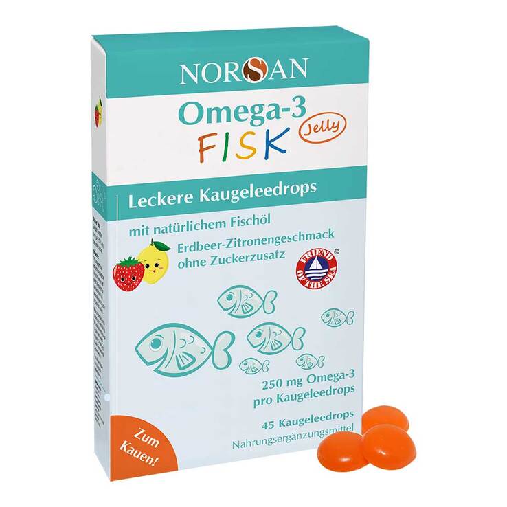 Norsan Omega-3 Fisk Jelly für Kinder Dragees, 45 St