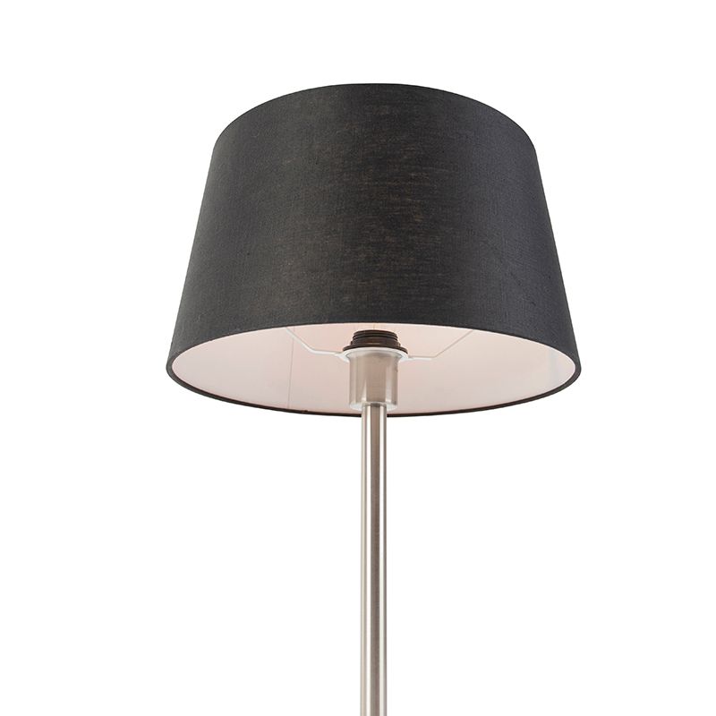 Moderne tafellamp staal met zwarte kap 35 cm - Simplo