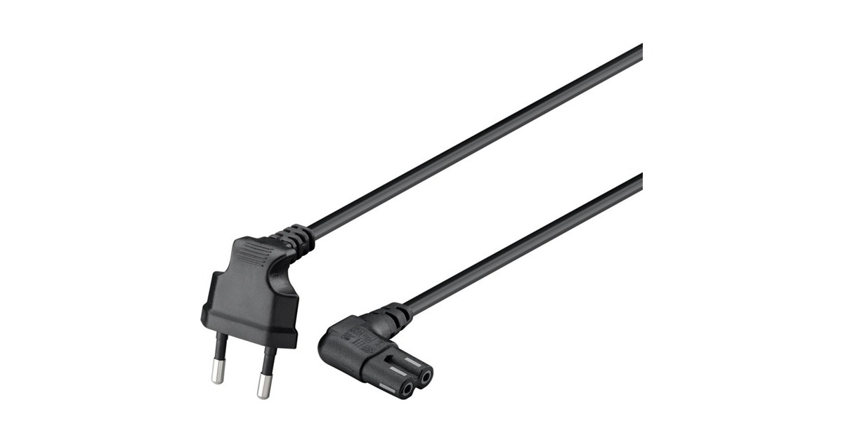 goobayCable EuroPlug Angled Both Ends kabel  (Zwart, 2 meter, 90°)