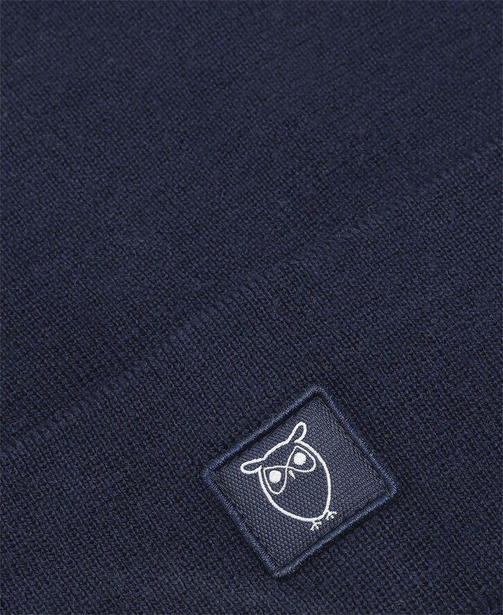 Knowledge Cotton Apparel Double layer fine merino wool beanie - RWS Blå