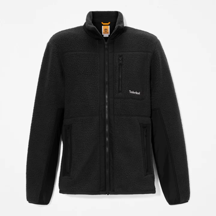 Jaqueta de lã Sherpa masculina na cor preta.