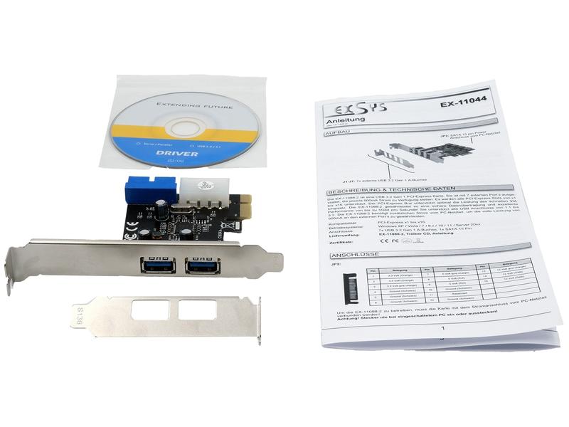 Exsys PCI-Express-Karte EX-11049 PCIe-Schnittstellenerweiterung mit USB-A Anschluss