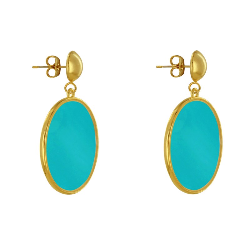 Boucles d'Oreilles Clous Métal Doré Cercle Coloré Translucide
