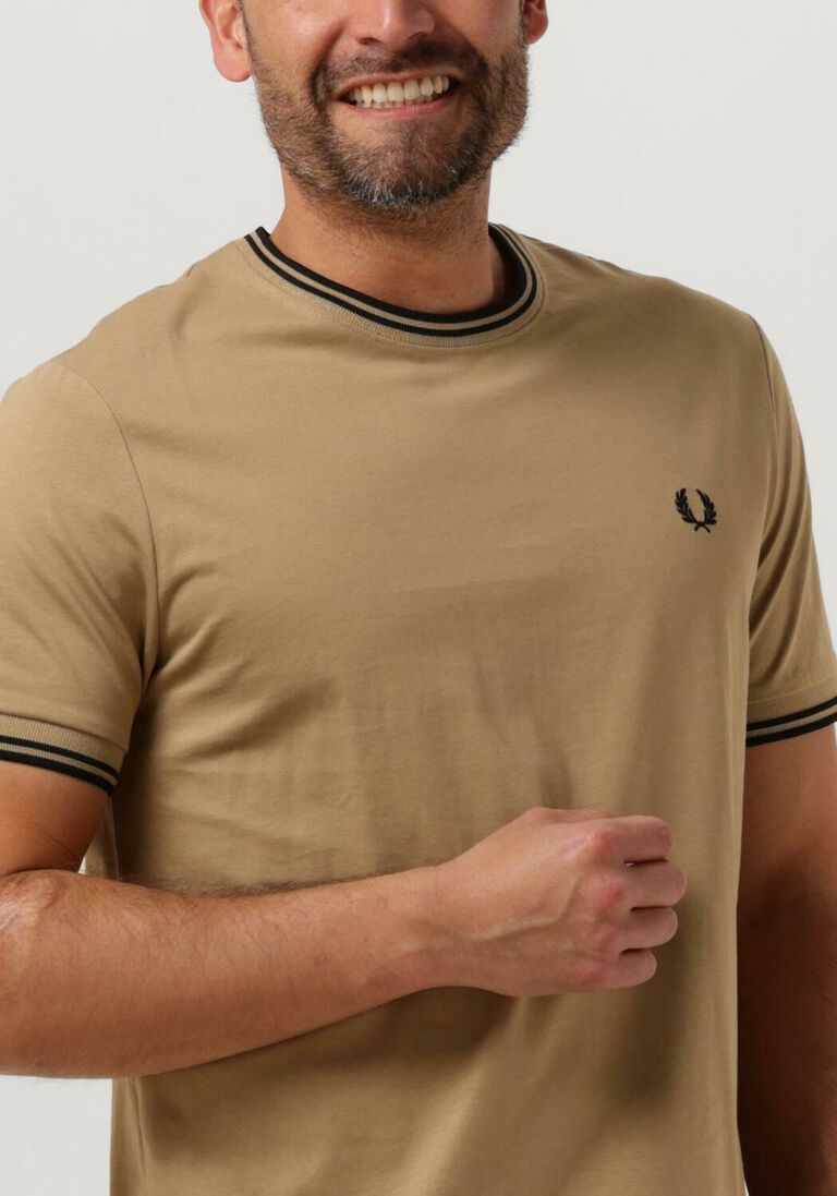 FRED PERRY khaki fred perry t-shirt twin tipped t-shirt