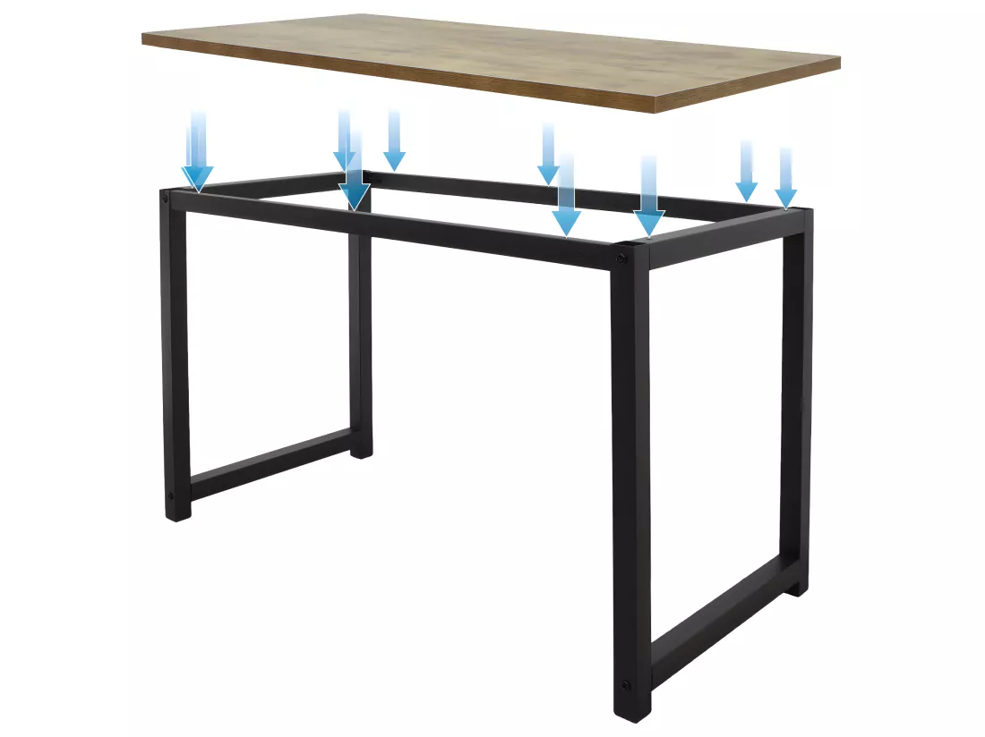 Table de travail bureau d'ordinateur naturel noir en MDF 120x60 cm ML-DESIGN