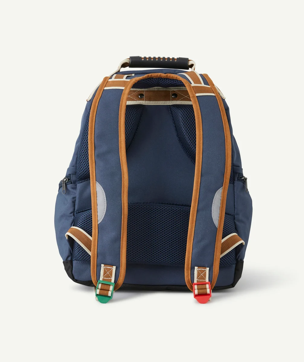 KICKERSSAC À DOS BLEU MARINE ET MARRON AVEC DOUBLE COMPARTIMENT