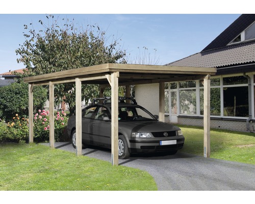 Enkele carport weka 617 maat 2 incl. stalen dak 322x612 cm drukgeïmpregneerd