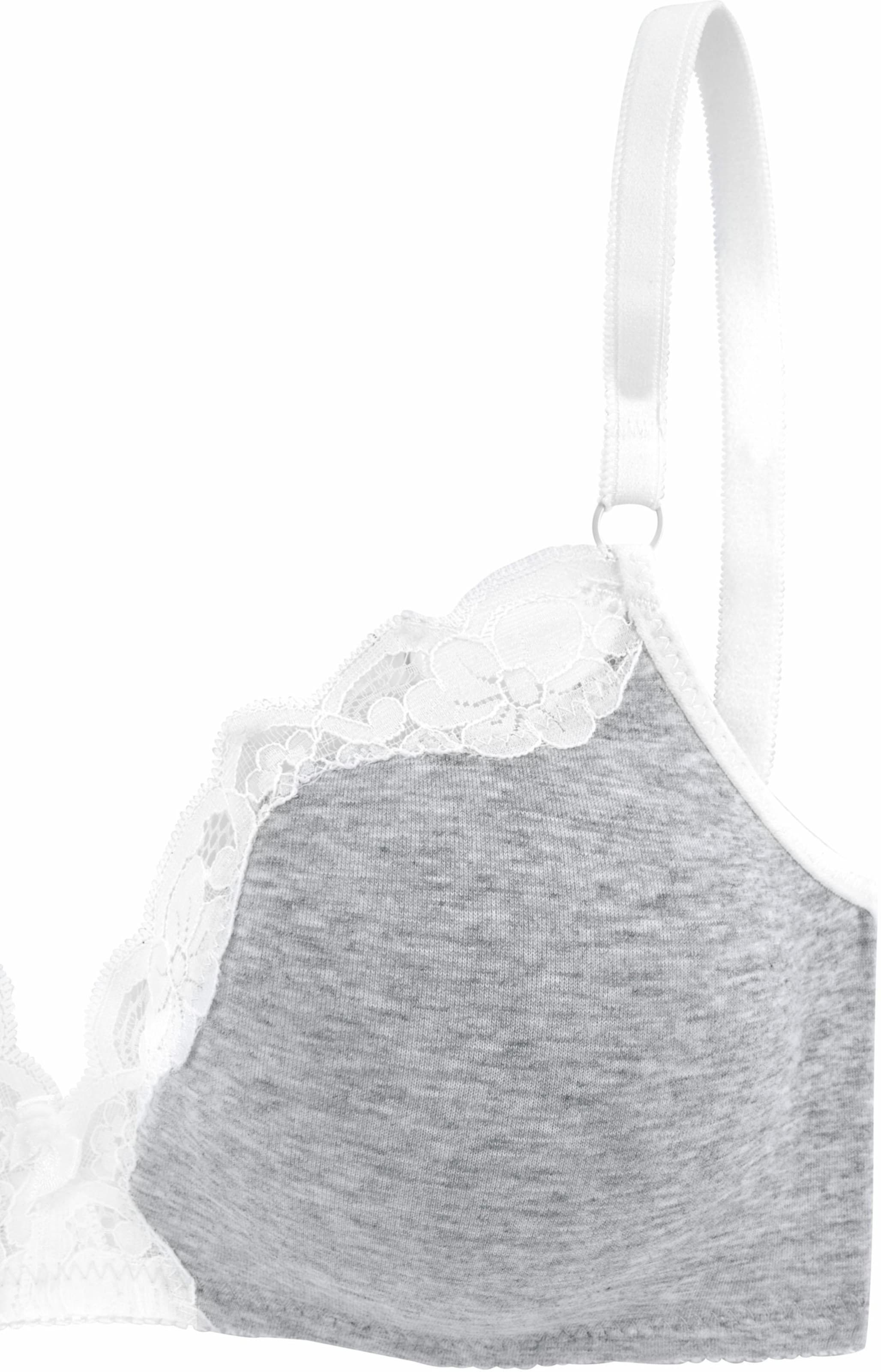 petite fleur Bralette-BH in hellgrau-meliert+ weiß