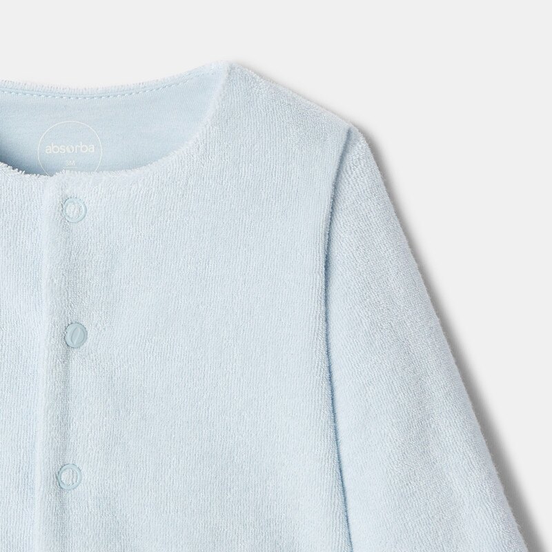 Gilet boutons à pression en coton bio bleu naissance Absorba Bleu