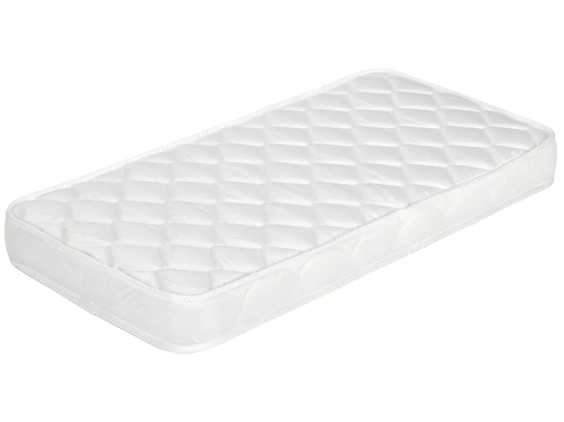 Pack lit bébé avec matelas 70x140 cm panneaux de fibres blanc et bois PANGO