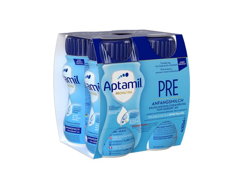 Aptamil Anfangsmilch Pre, Flüssigmilch 4 x 200 ml Aptamil Anfangsmilch Pre, Flüssigmilch 800 ml