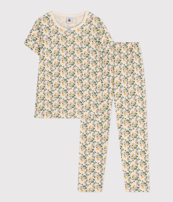 Pyjama en coton imprimé motif fleurs enfant