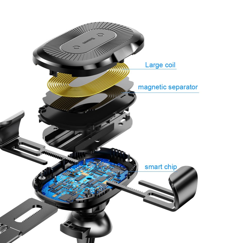 (10W) Qi Wireless Fast Charge Auto KFZ Halterung Ladegerät   Lüftungsgitter Befestigung (Air Frame) - Schwarz