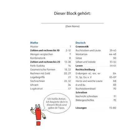 Hauschka Verlag Quer durch die 1. Klasse, Mathe und Deutsch Übungsblock
