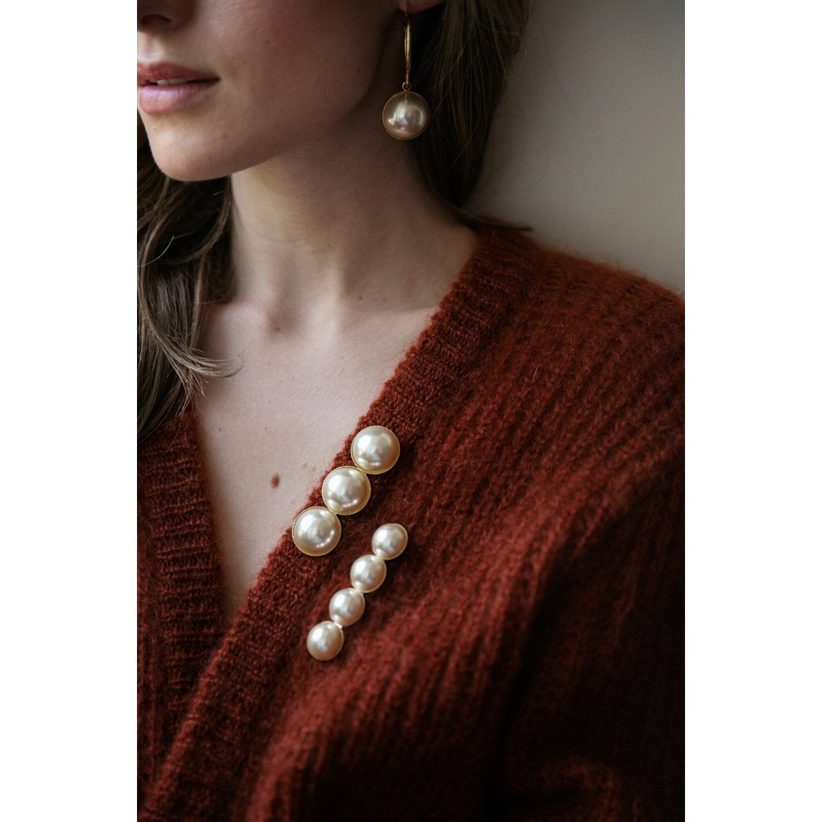 maxi broche perles plaqué argent - NÉLYA