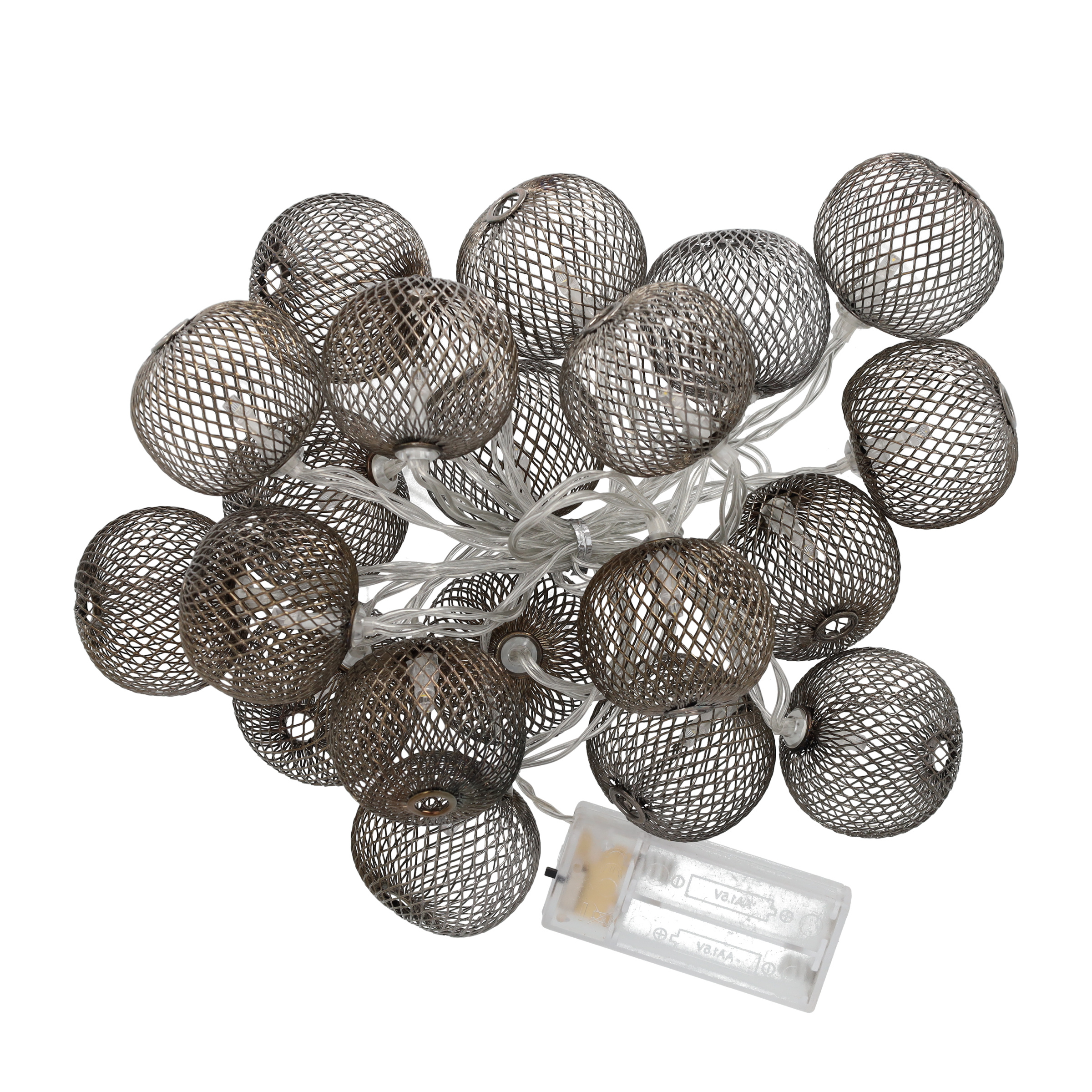 (3m) 20 LED's Metall Deko USB Lichterkette Kugeln Outdoor Beleuchtung IP44 - Schwarz