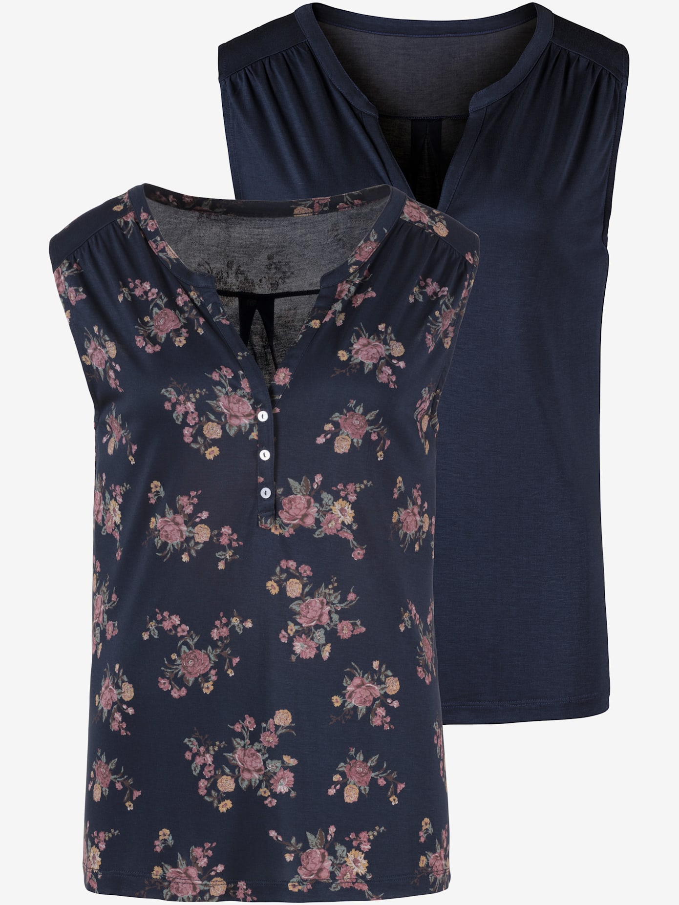Débardeur lot de 2 : imprimé floral et uni