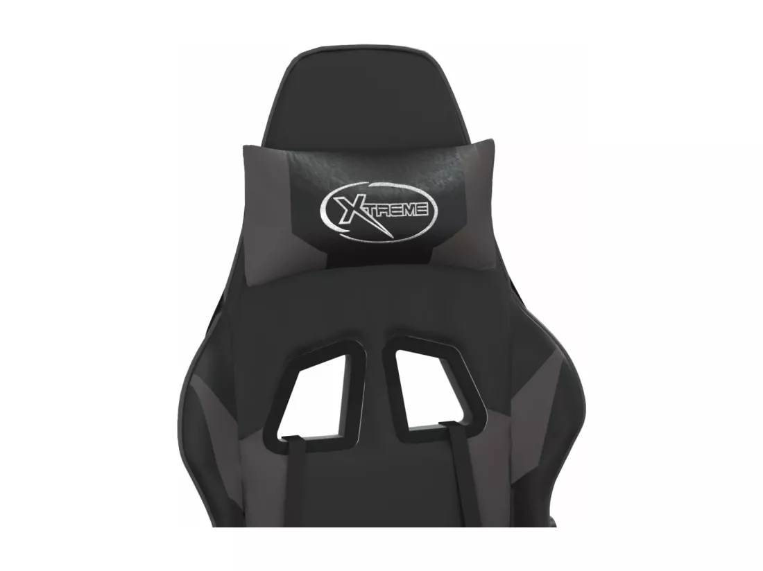 Chaise de jeu de massage et repose-pied Noir et gris Similicuir