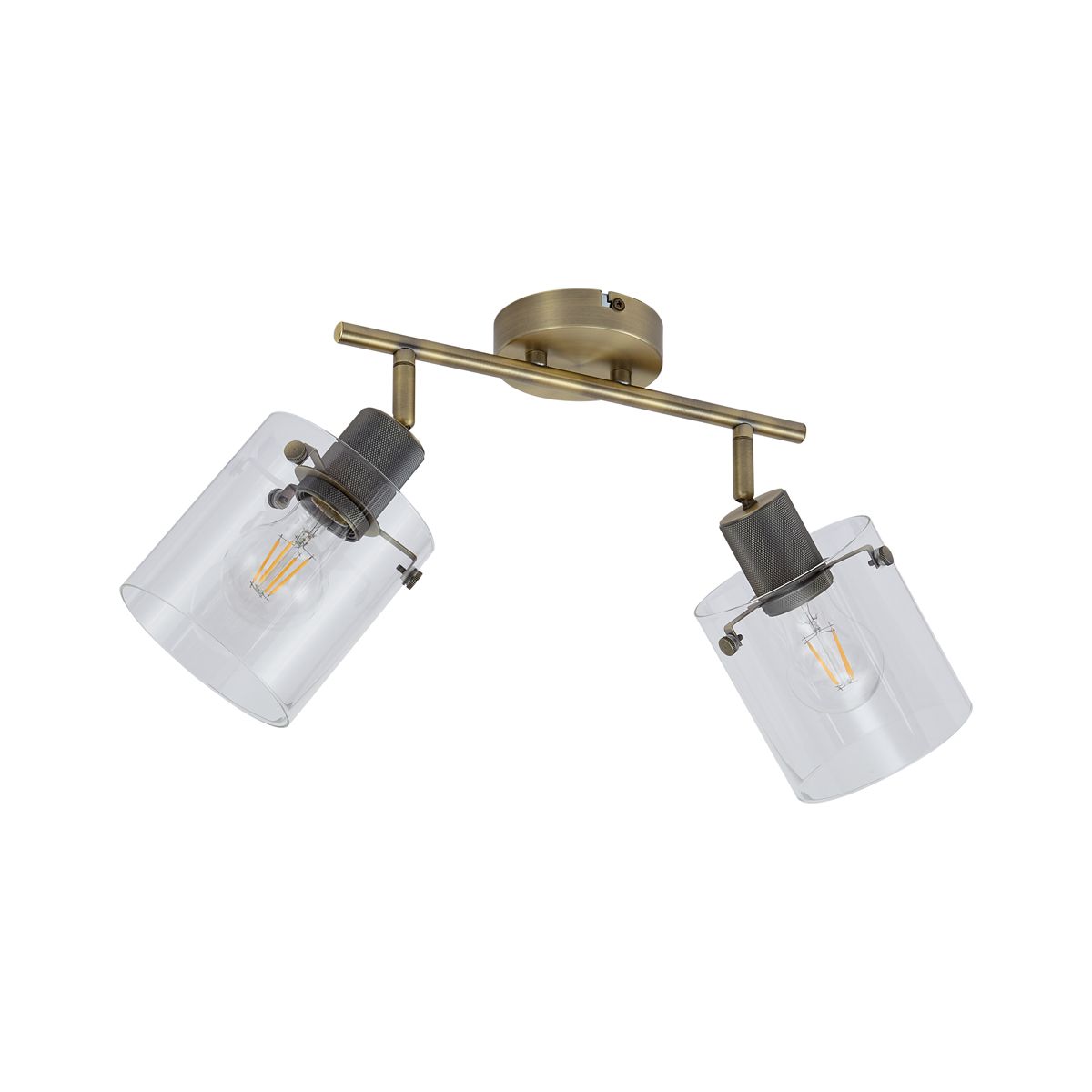 Design plafondspot brons met helder glas 2-lichts - Domo