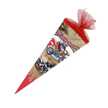 Nestler Schultüte Motocross, 22 cm rund, Tüll