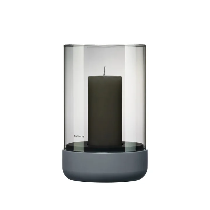 Blomus - Calma Windlicht, Ø 12 cm, rauch / stahlgrau