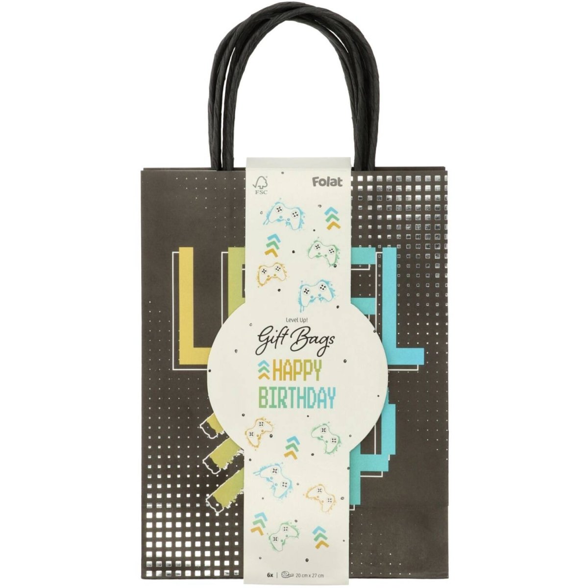 Gaming Party Cadeautasje Happy Birthday 27cm 6st