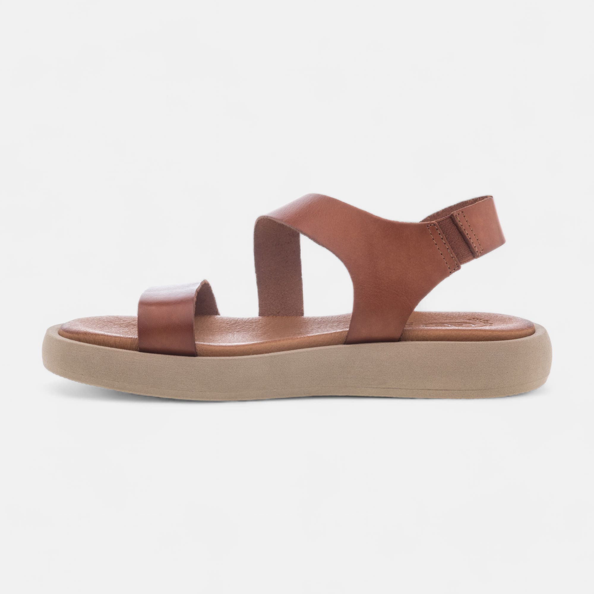 Sandales Femme en cuir cognac