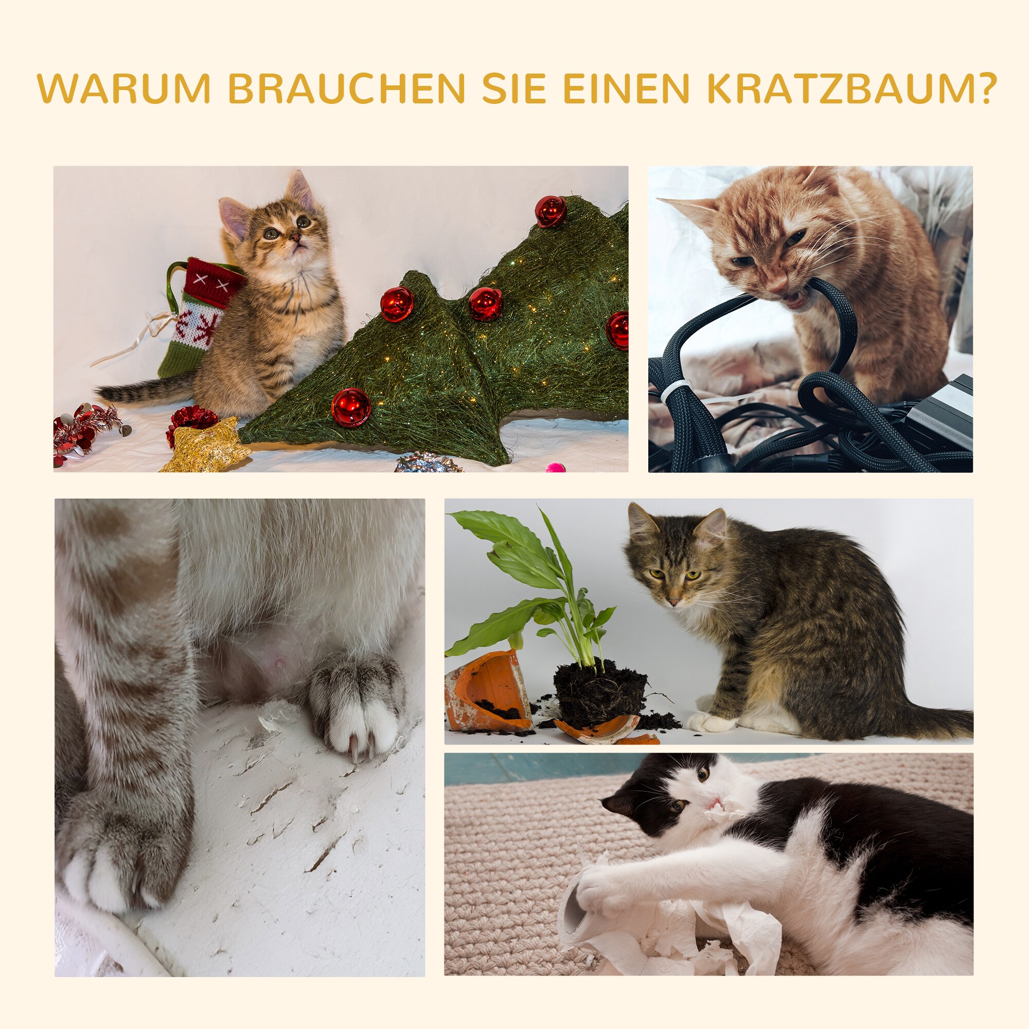 PawHut Kratzbaum deckenhoch 60 x 45 x 240-260 cm (LxBxH)
