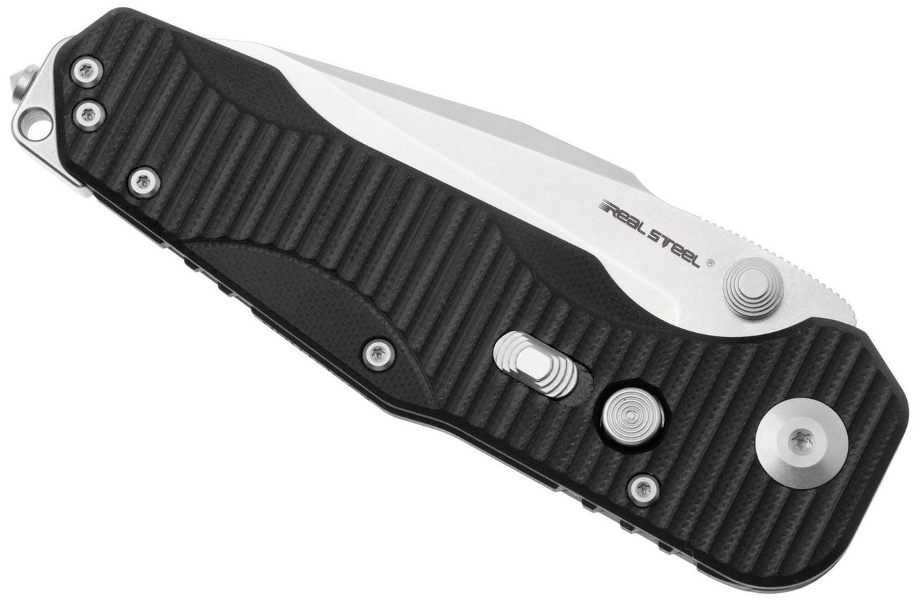 Real Steel Evolution Ironclad 7911SB, Stonewashed D2 Droppoint, Black G10, zakmes, Carson Huang design
