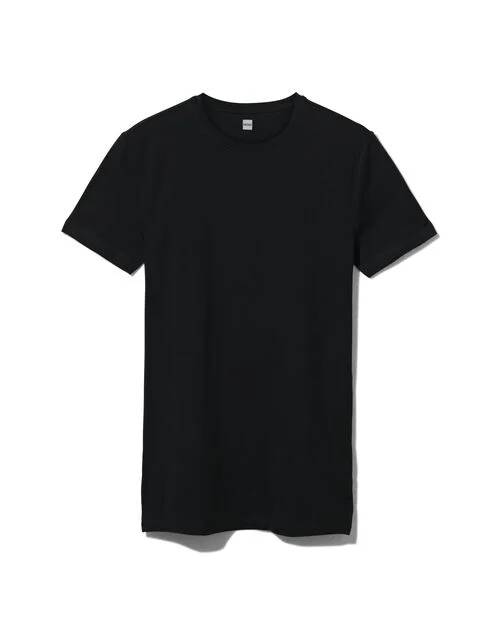 2 t-shirts homme regular fit col rond extra long noir