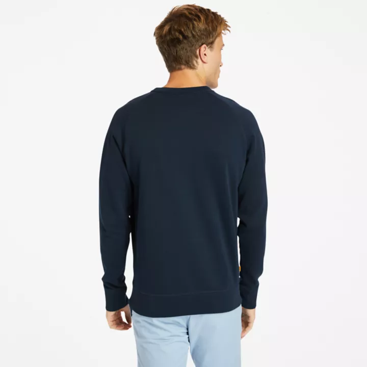 Sweat à col rond et envers bouclé Exeter pour homme en bleu marine