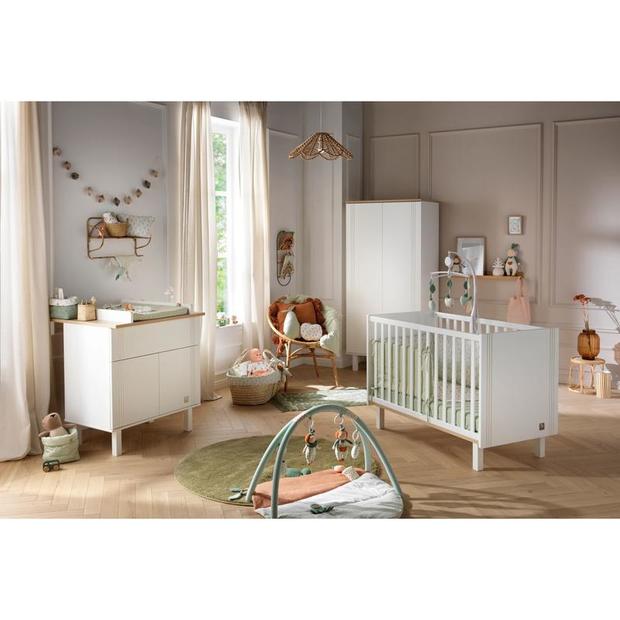 Chambre TRIO Lit 60x120 Commode Armoire ELEONORE Blanc - SAUTHON