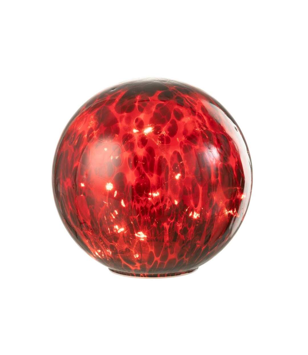 Paris Prix - Boule Led En Verre Tacheté preston 20cm Rouge