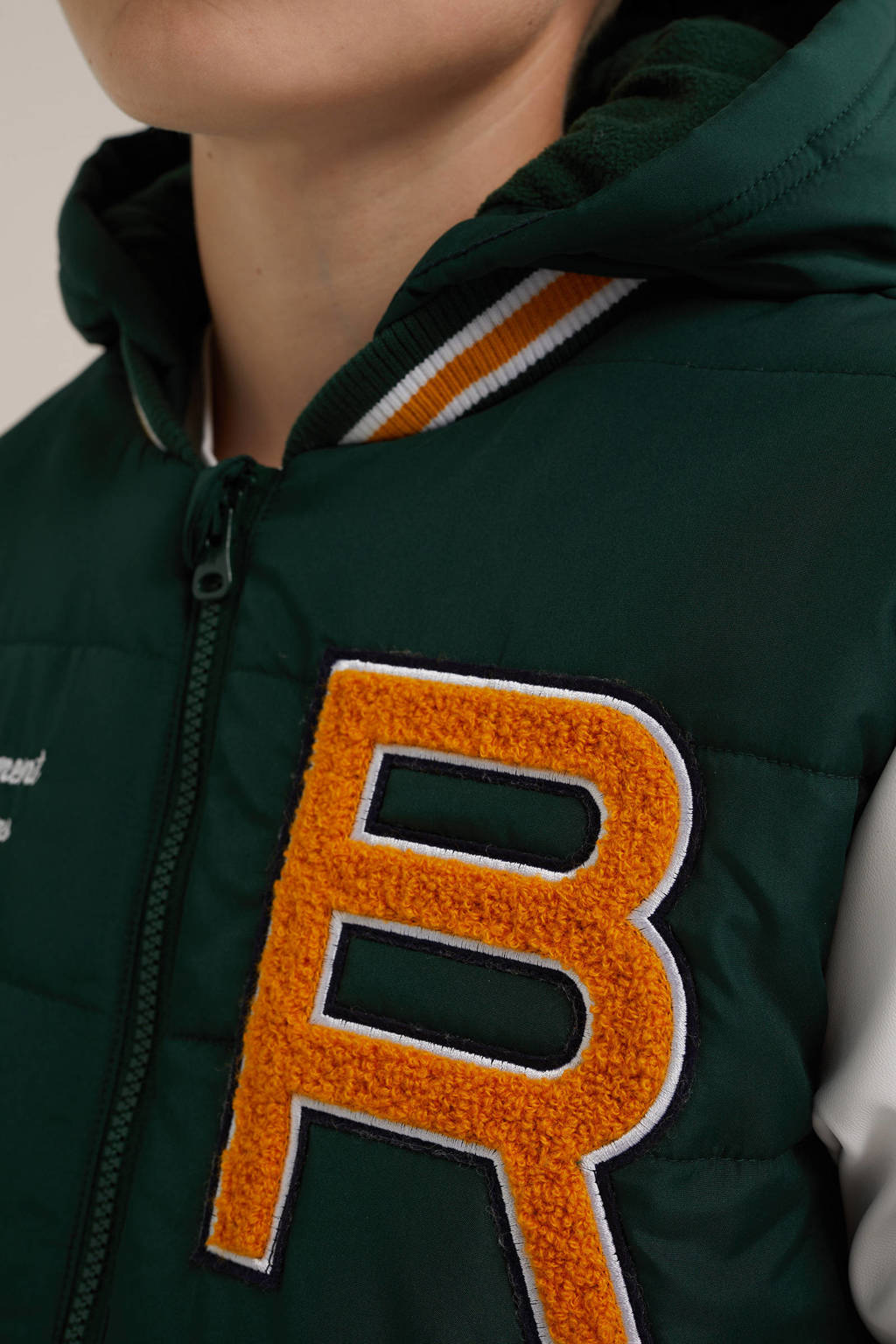 WE Fashion baseball jacket donkergroen/wit/geel