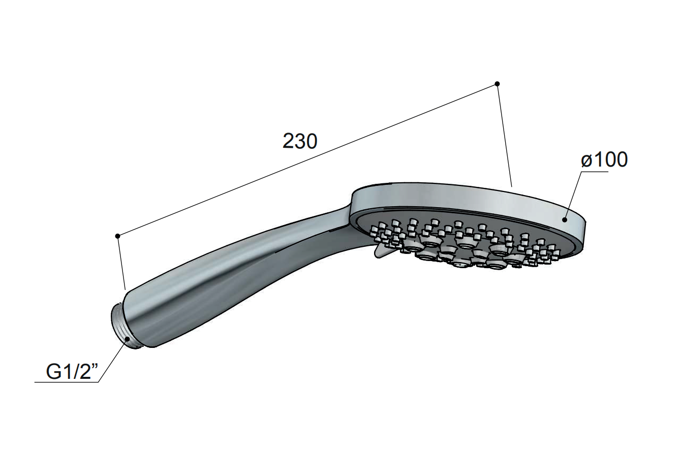 Hotbath Mate M375 3 standen handdouche 10cm ABS zwart mat