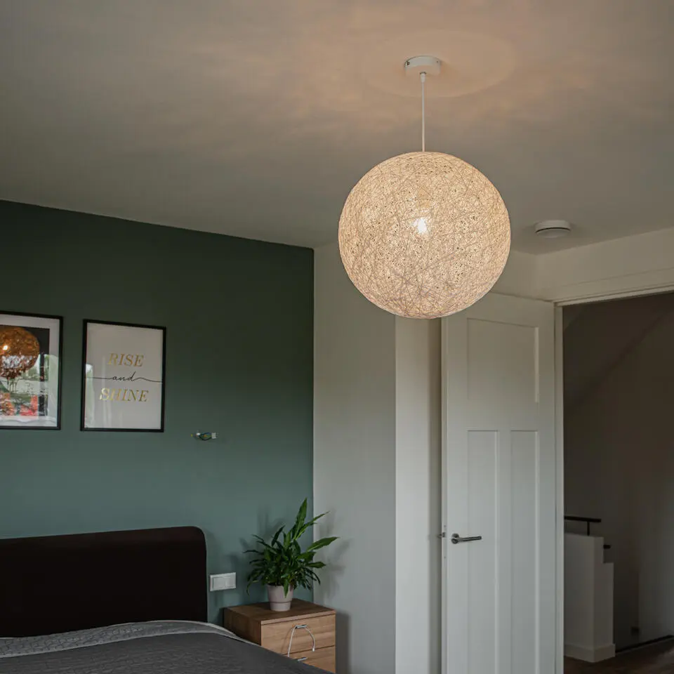 Qazqa hanglampen corda wit e27