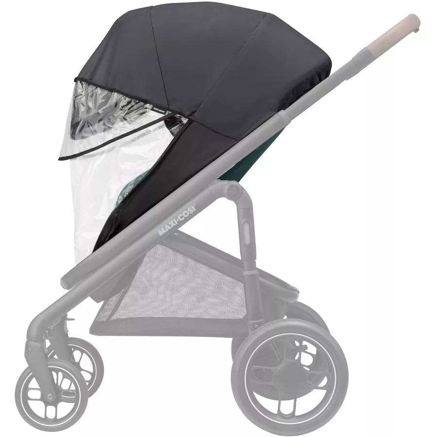 MAXI COSI Kinderwagen Set Leona 2 Essential Graphite & MAXI COSI 2 in 1 Winterfußsack Essential Graphite & MAXI COSI Komfort-Regenverdeck schwarz