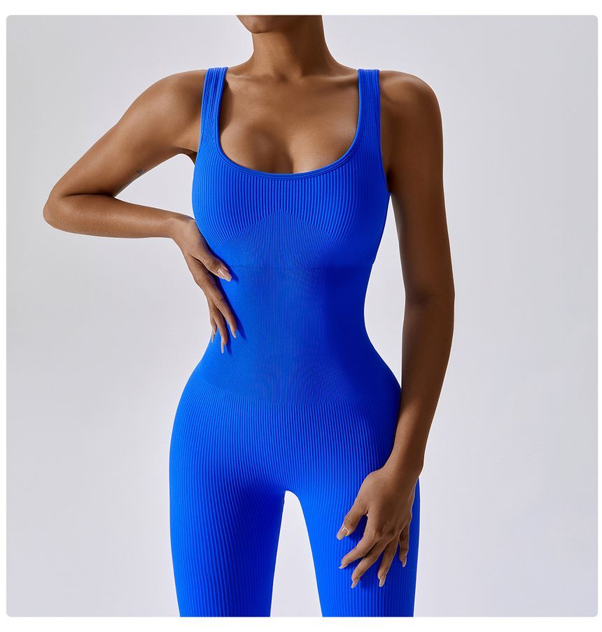 Skinniano - Mouwloze, effen geribbelde sportjumpsuit
