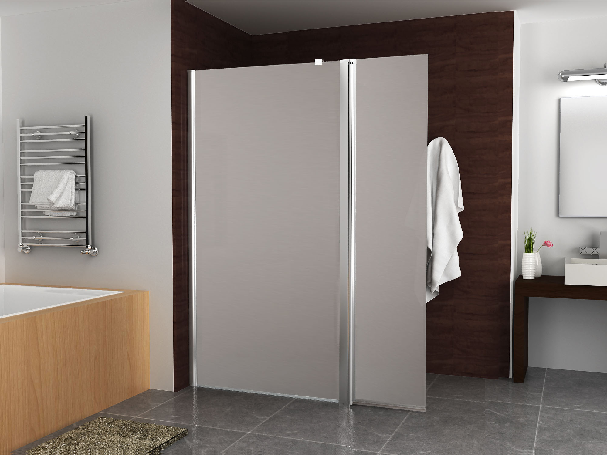 Mueller Private zijwand links   scharnierprofiel 35x200cm 10mm matglas