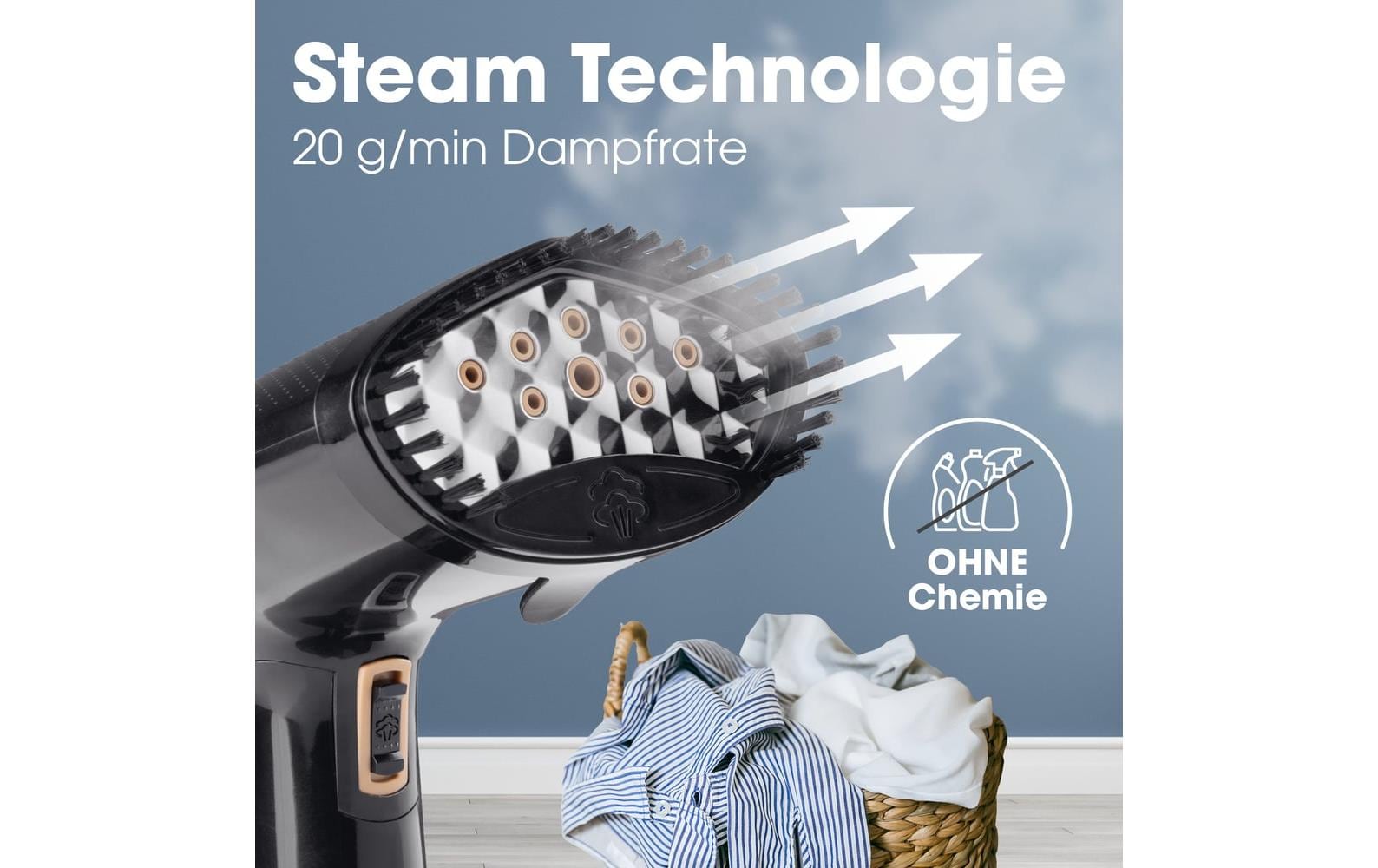 Dampfbürste 2-in-1 – 1600W schwarz 165 ml Tank 1600 WDampfglätter