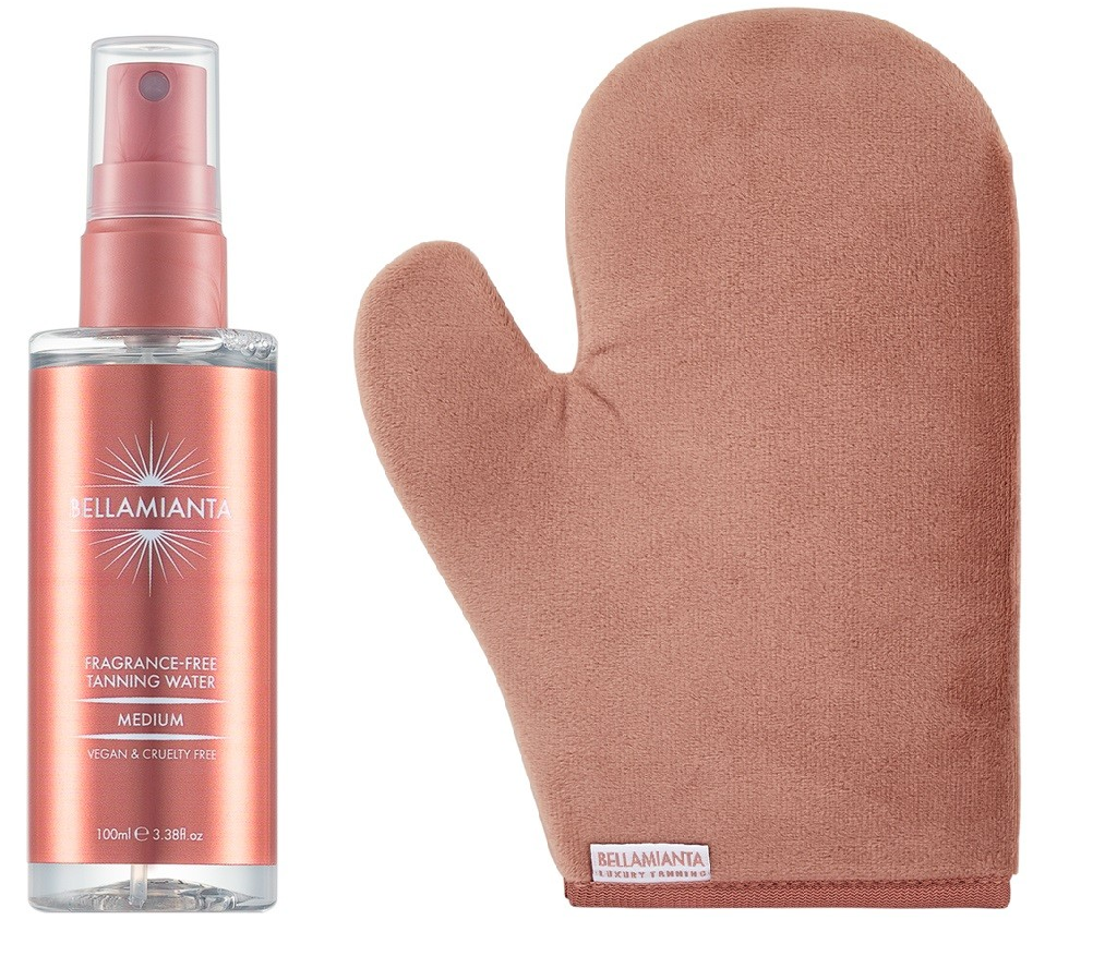Bellamianta - Fragrance Free Tanning Water Medium 100 ml +Luksus Fløjls Selvbruner Handske