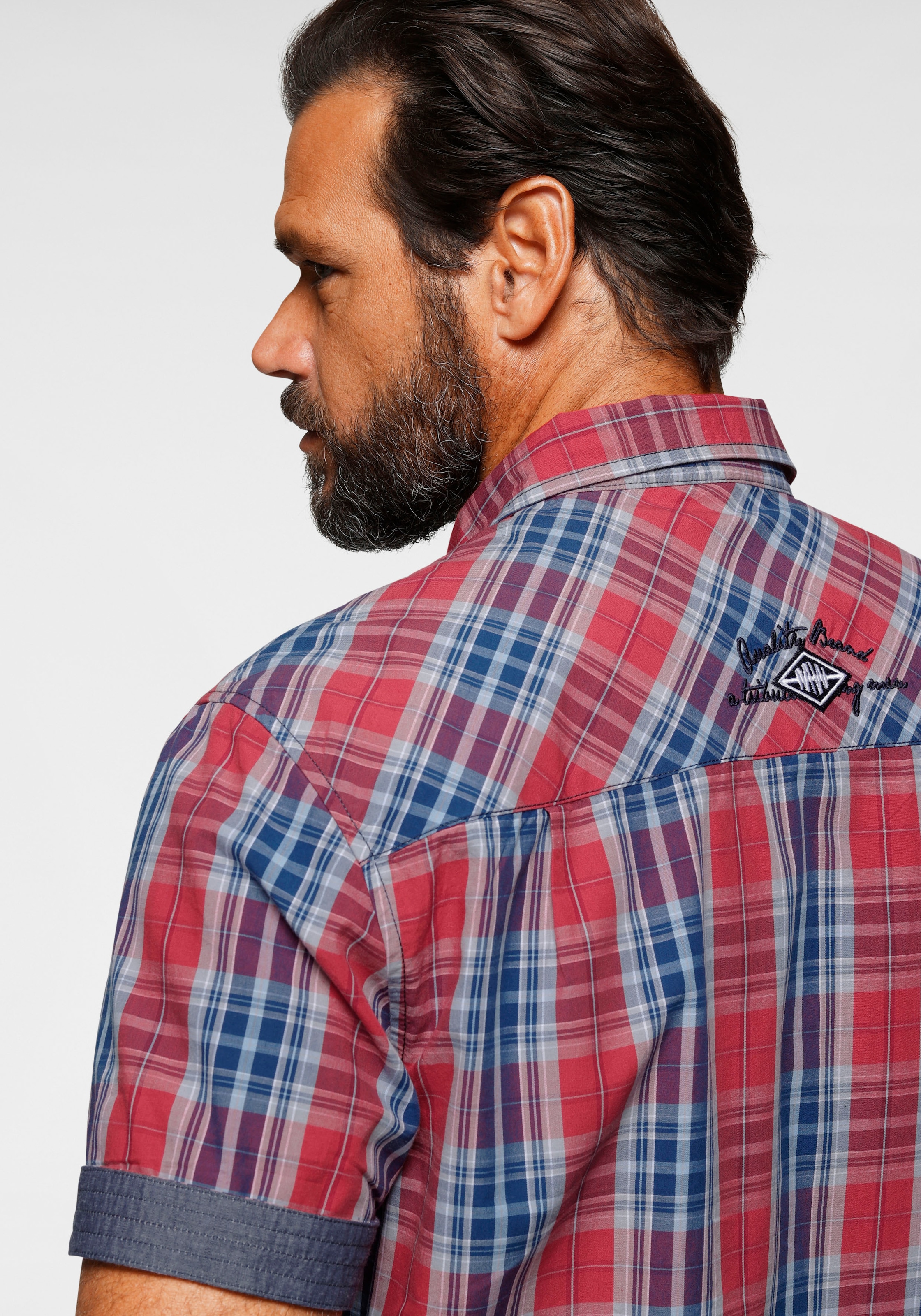 Man's World Kurzarmhemd , mit Print und Stickerei
