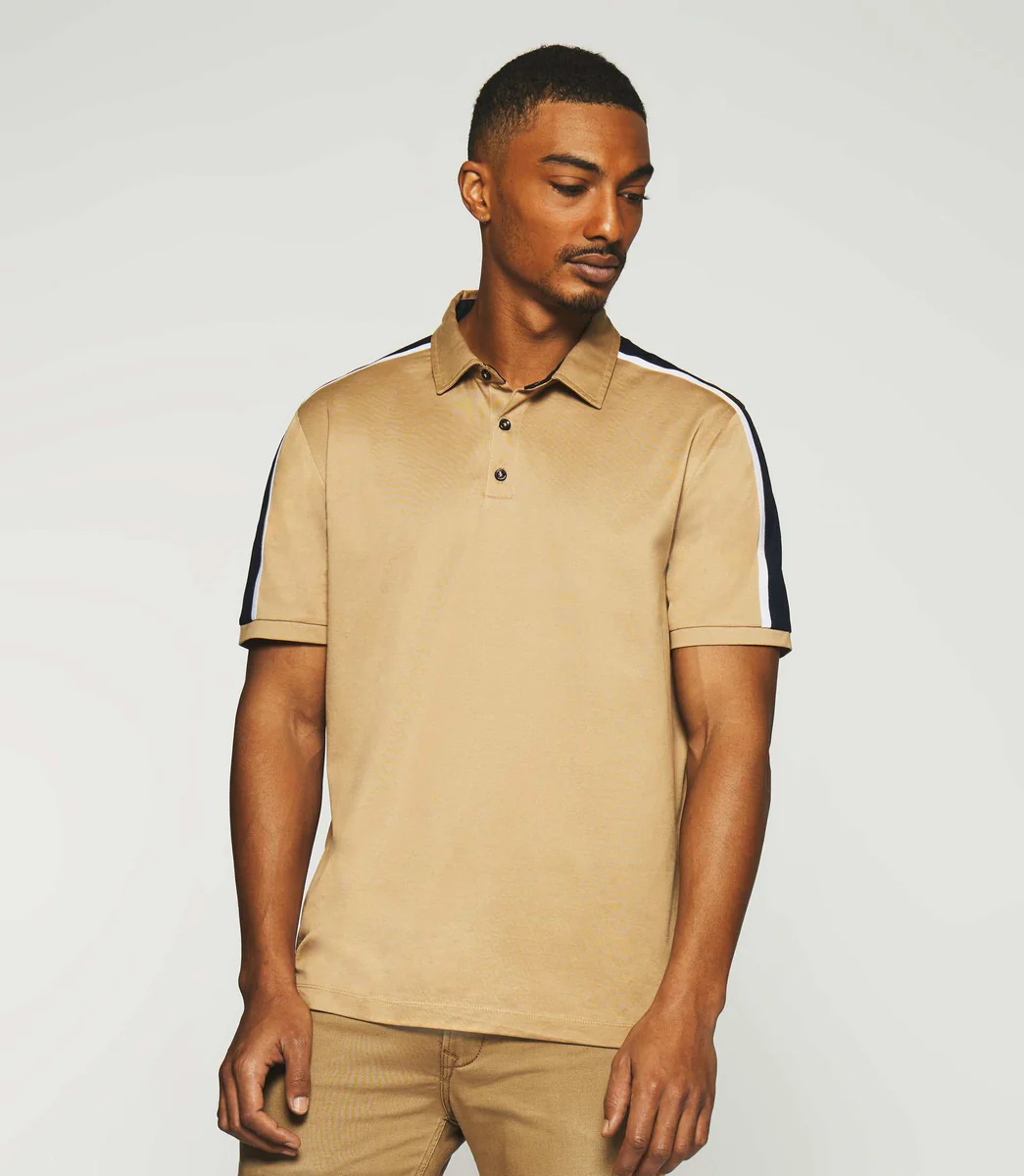 Polo uni manches courtes camel et marine GABIN