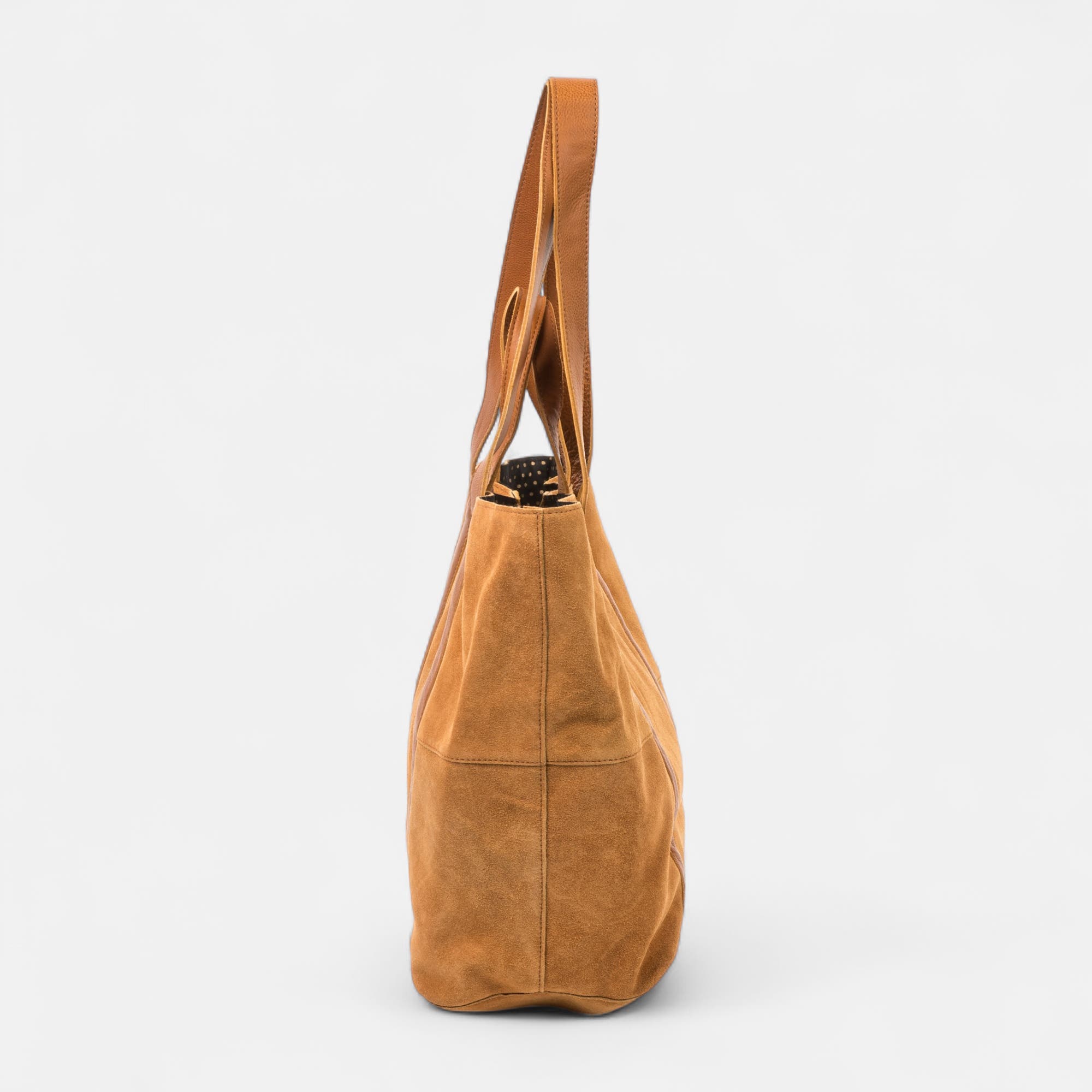 Sac de shopping en cuir cognac