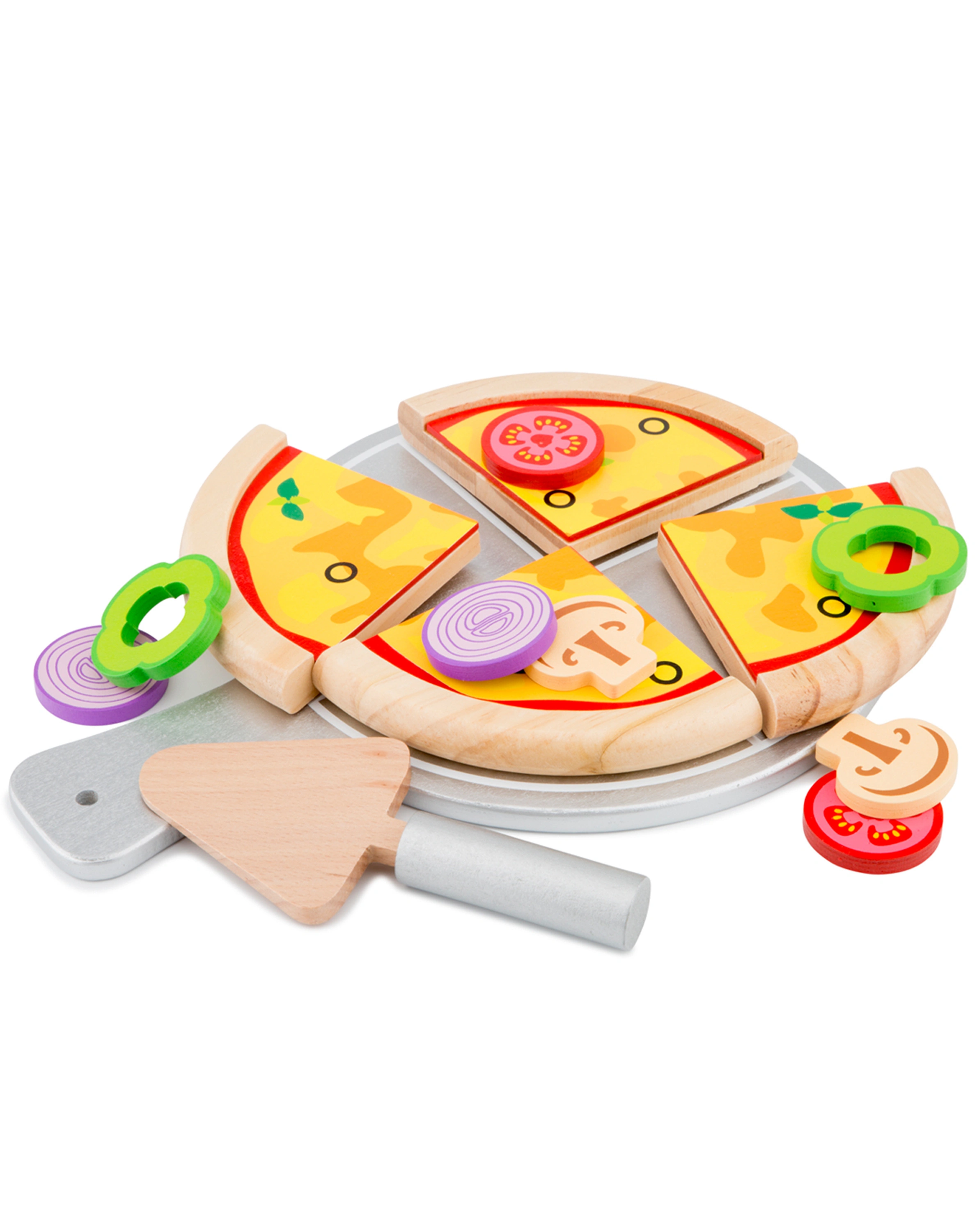 Holz-Lebensmittel PIZZA VEGETARISCH 14-teilig in bunt