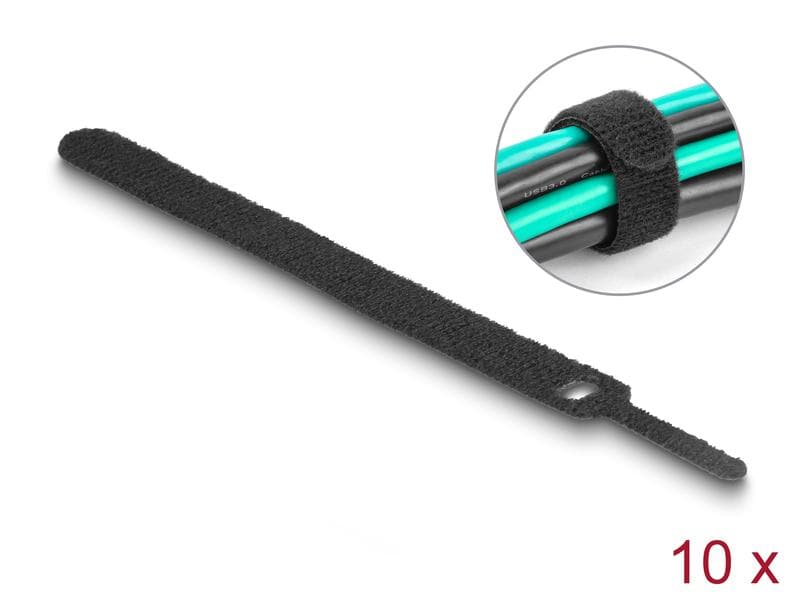 Delock Klettkabelbinder Schwarz 150 mm x 12 mm, 10 Stück Delock Klett-Kabelbinder L 150 x B 12 mm schwarz 10 Stück