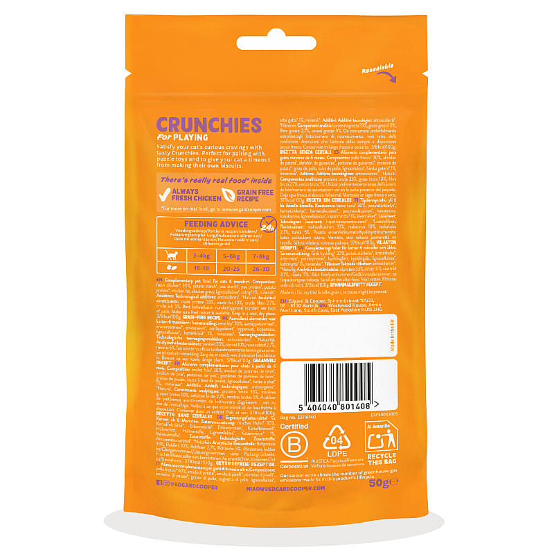 Edgard & Cooper Crunchies Kattensnacks 50 gram | Kip | 15459.1